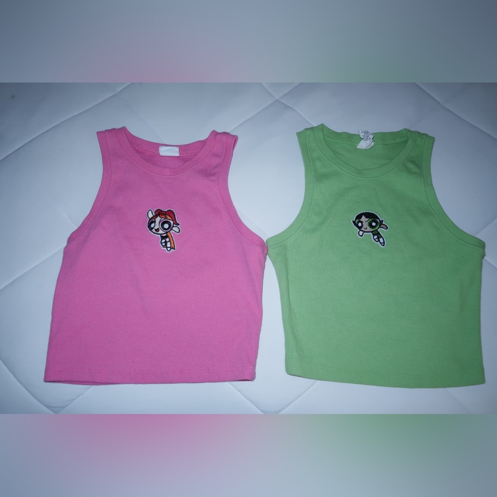 Y2K Powerpuff Girls embroidered baby tank top set- Set of 2